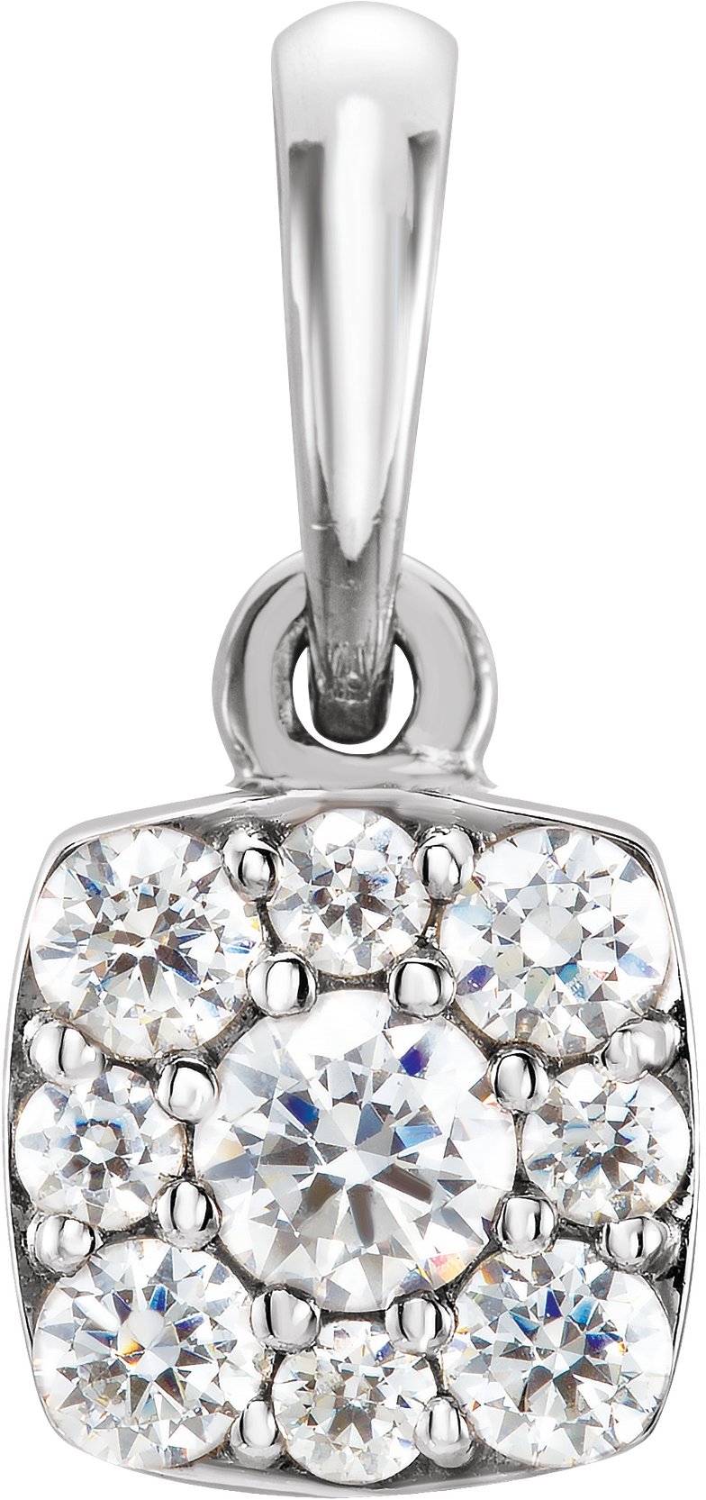 14K White 1/4 CTW Diamond Cluster Pendant