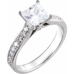 Ring Mounting for Princess Cut Diamond