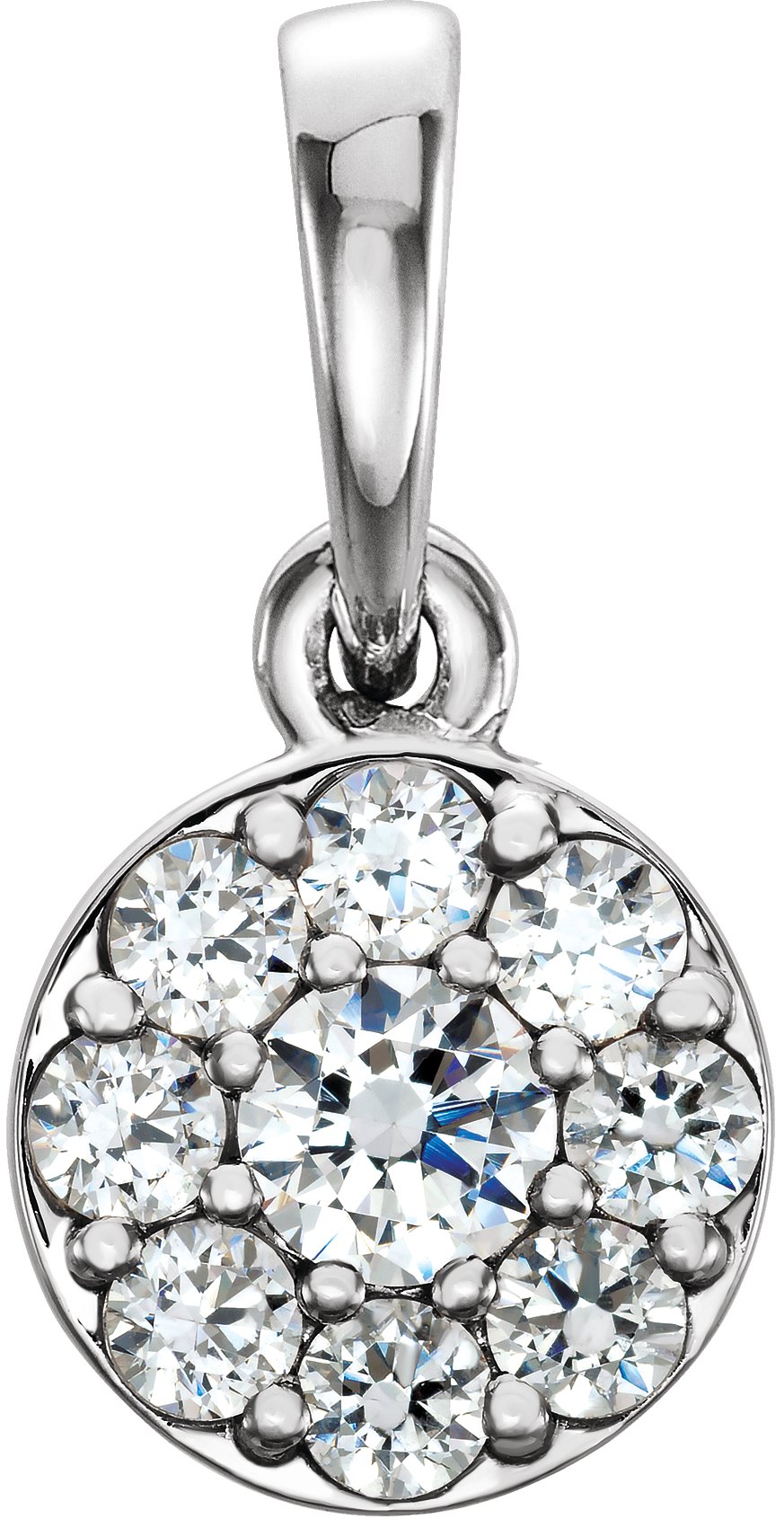 14K White 1/4 CTW Natural Diamond Cluster Pendant