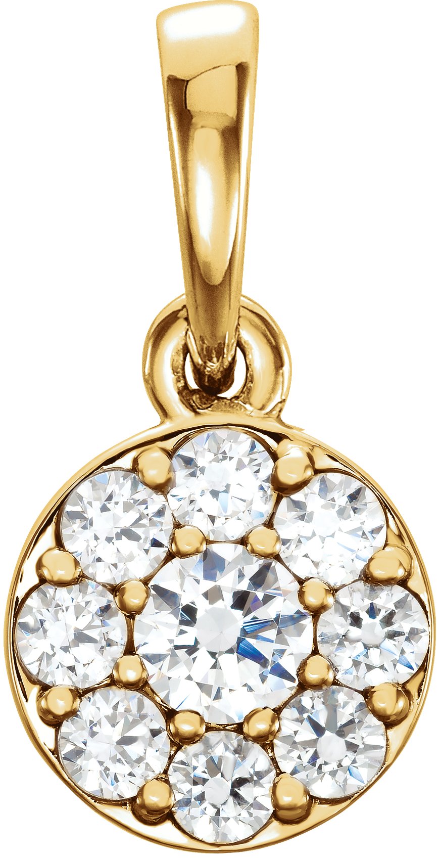 14K Yellow 1/4 CTW Natural Diamond Cluster Pendant