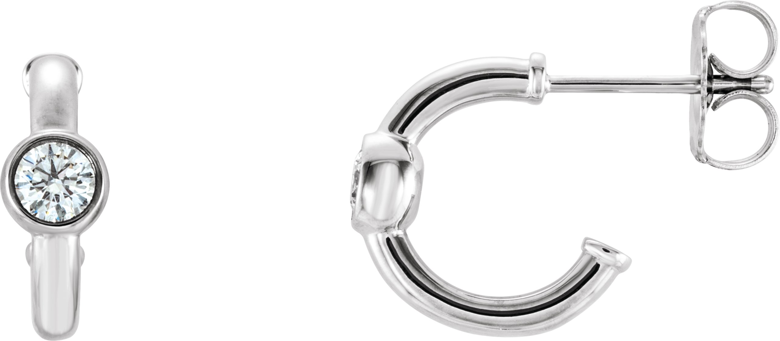 Sterling Silver Natural White Sapphire Huggie Hoop Earrings