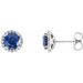 14K White 4 mm Lab-Grown Blue Sapphire & 1/10 CTW Natural Diamond Earrings