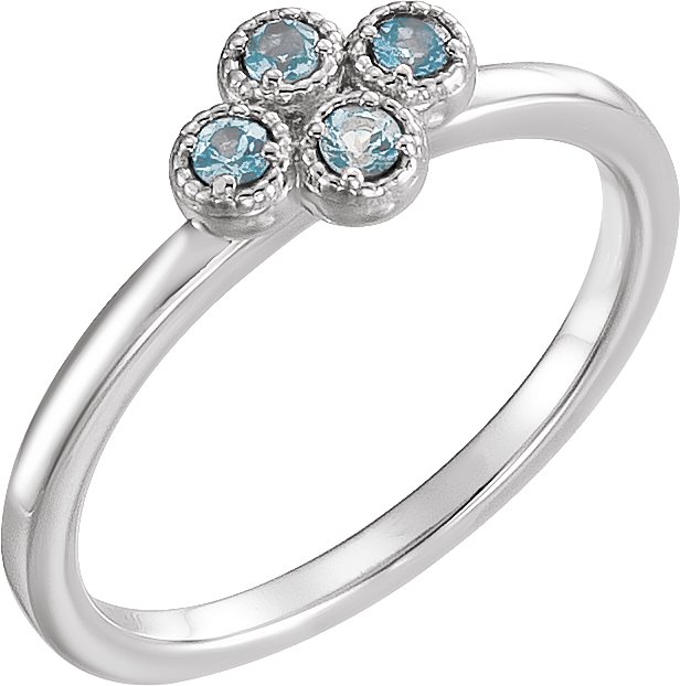 14K White Aquamarine Cluster Ring Ref 12619760