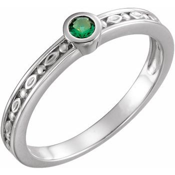 Sterling Silver Chatham Lab Created Emerald Family Stackable Ring Ref 16232302