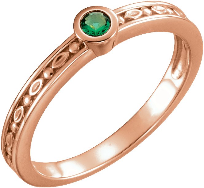 14K Rose Chatham Lab Created Emerald Family Stackable Ring Ref 16232301