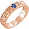 14K Rose Chatham Created Blue Sapphire Stackable Family Ring Ref 16232570