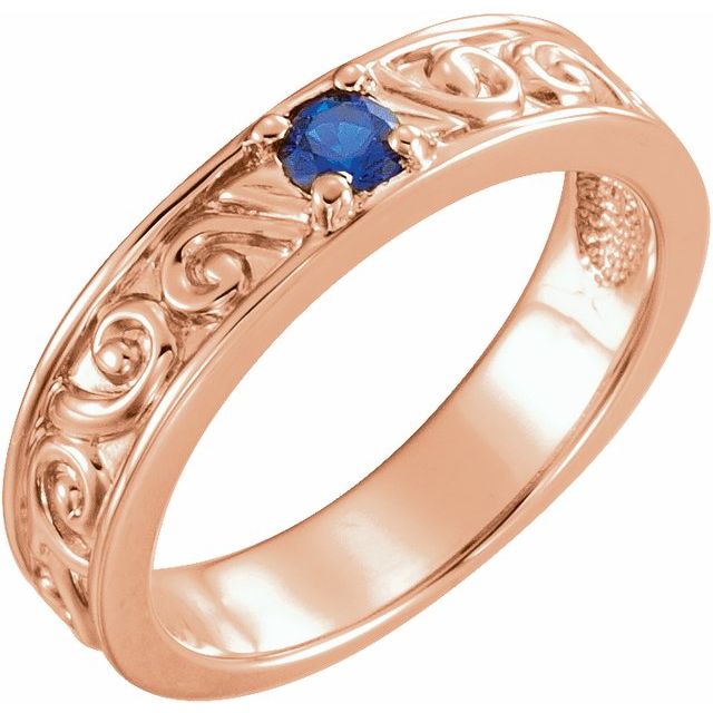 14K Rose Natural Blue Sapphire Family Stackable Ring