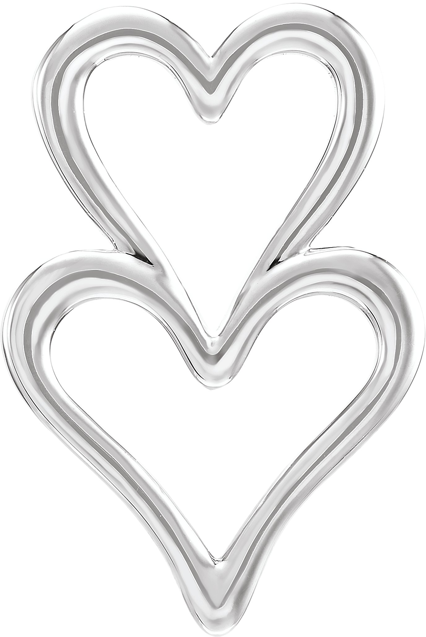 14K White Double Heart Slide Pendant