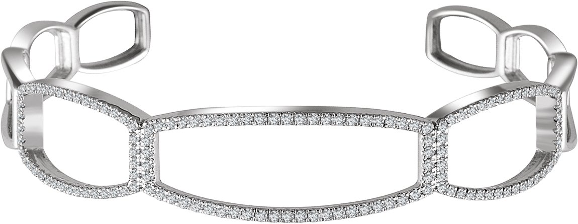 14K White 3/4 CTW Natural Diamond Cuff 6 1/4 Bracelet