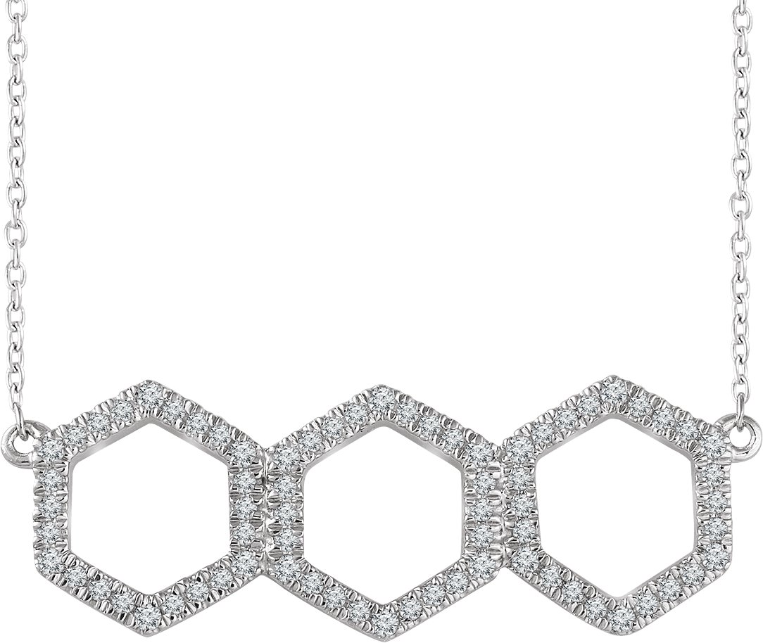 14K White 1/4 CTW Natural Diamond Geometric 16-18" Necklace