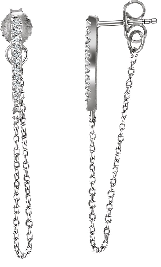 14K White 1/10 CTW Diamond Chain Earrings