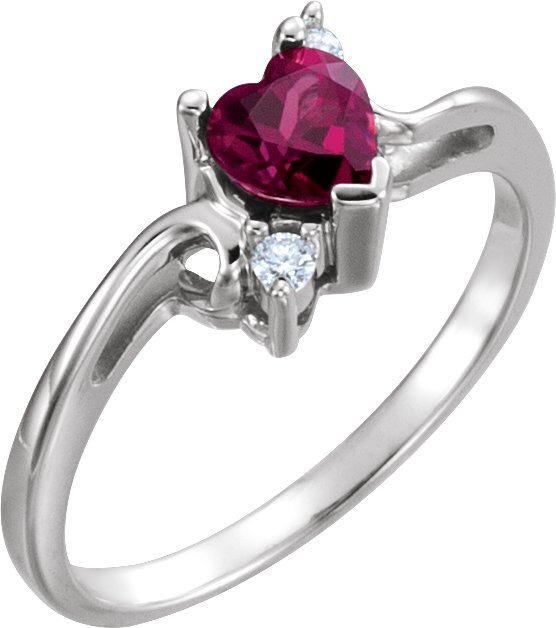 14K White Natural Rhodolite Garnet & .04 CTW Natural Diamond Ring