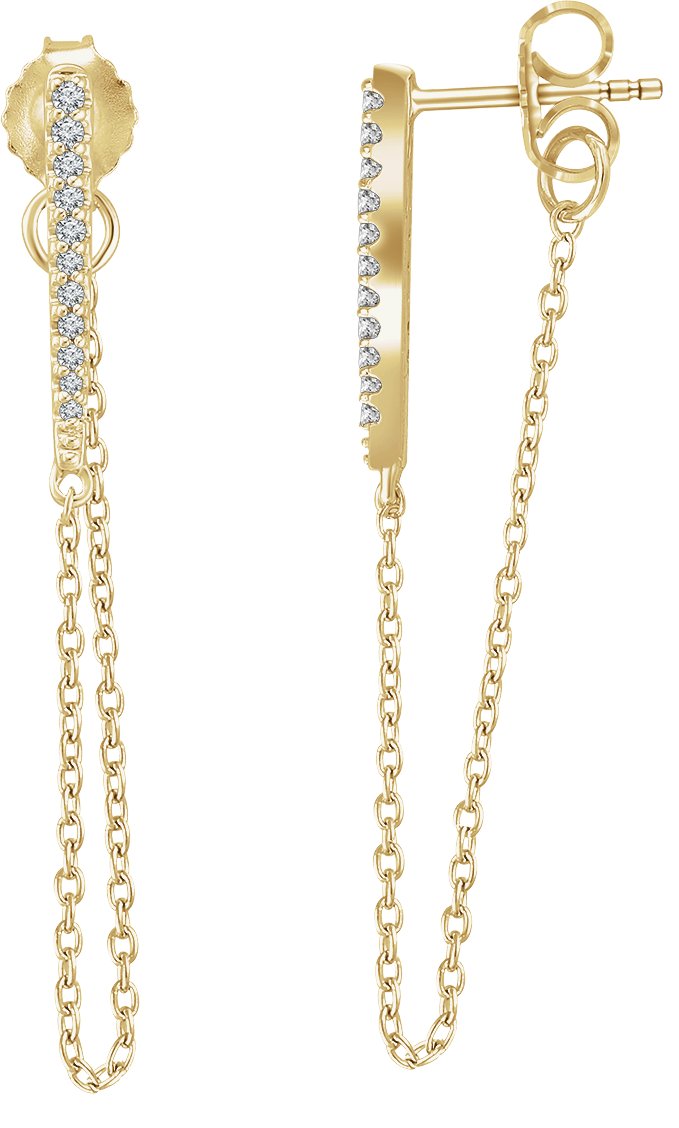 14K Yellow 1/10 CTW Diamond Chain Earrings