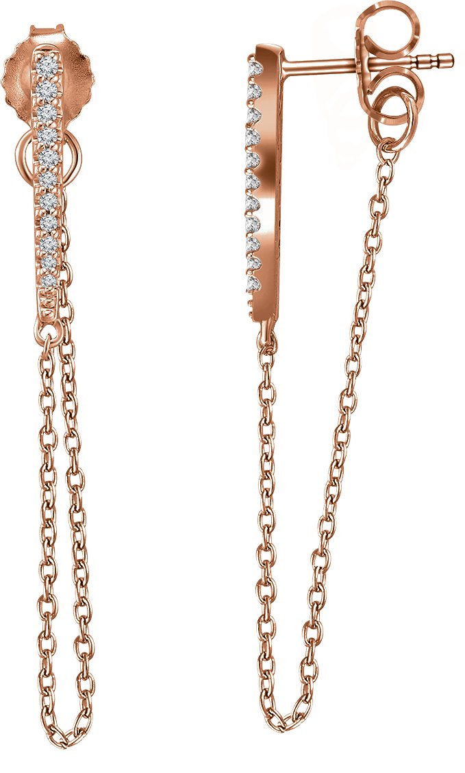 14K Rose 1/10 CTW Diamond Chain Earrings