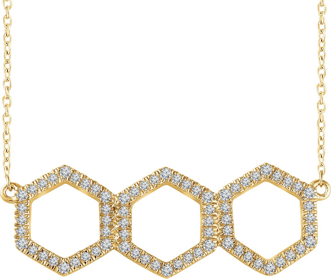 14K Yellow 1/4 CTW Natural Diamond Geometric 16-18" Necklace