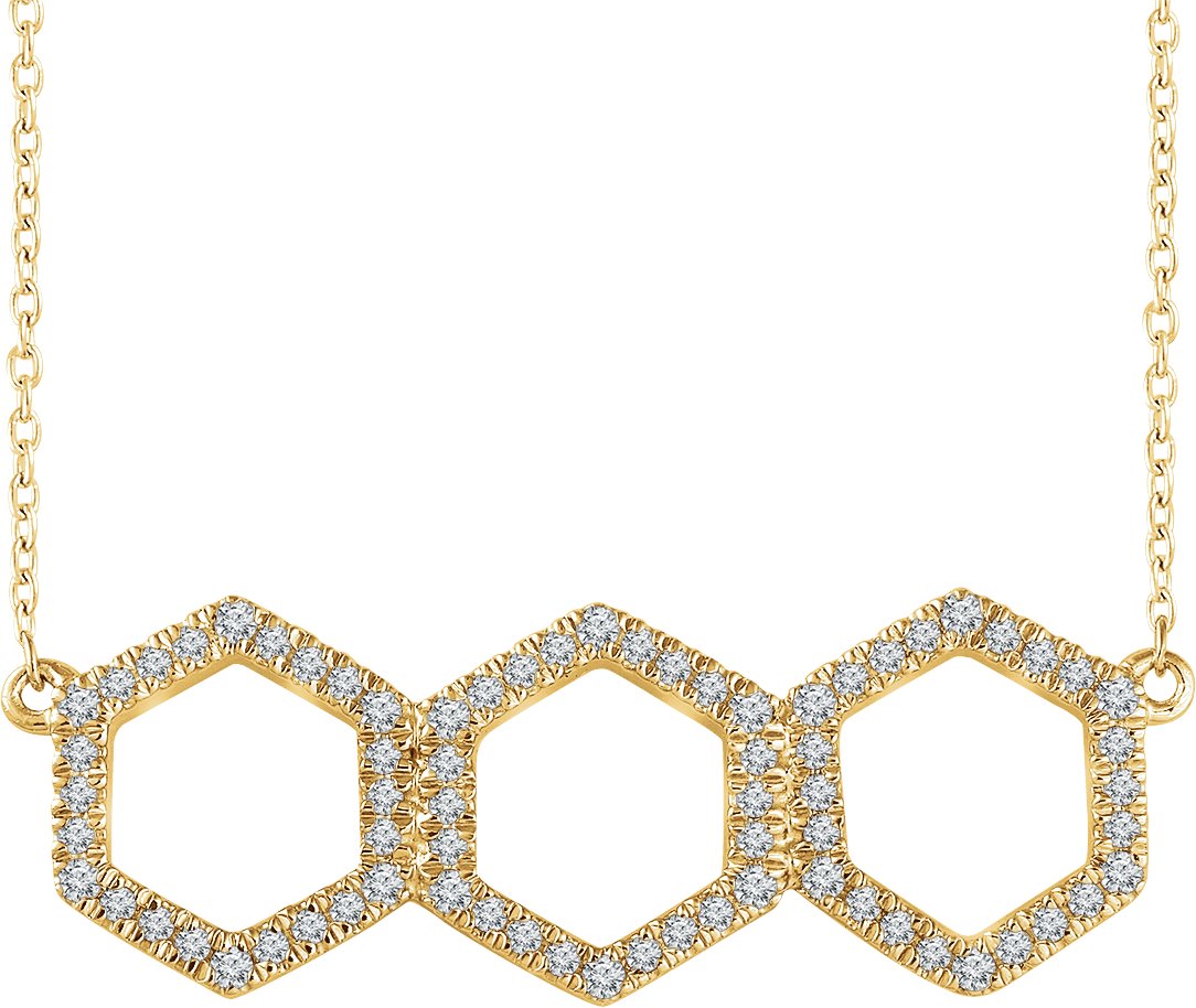 14K Yellow 1/4 CTW Natural Diamond Geometric 16-18" Necklace