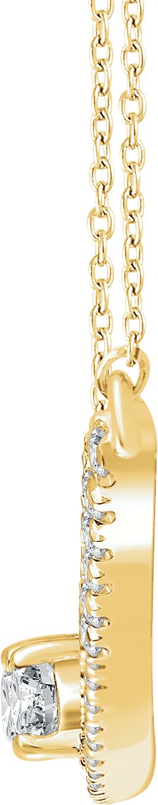 14K Yellow  3/8 CTW Diamond Two-Stone Bar 16-18 Necklace