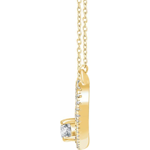 14K Yellow 3/8 CTW Natural Diamond Two-Stone Bar 16-18 Necklace