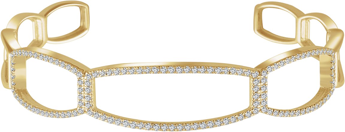 14K Yellow 3/4 CTW Natural Diamond Cuff 6 1/4 Bracelet