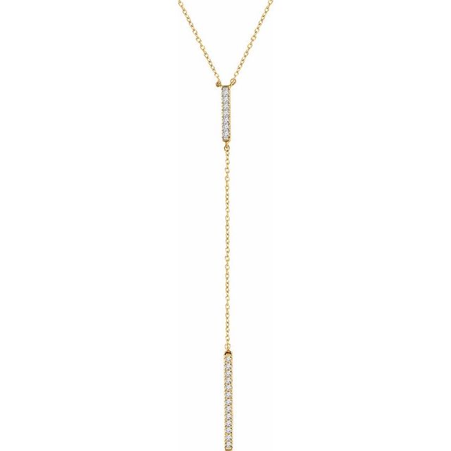14K Yellow  1/5 CTW Natural Diamond Bar 16-18"  Y Necklace 