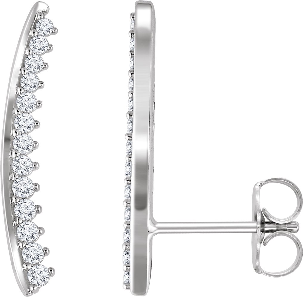 14K White 1/3 CTW Natural Diamond Ear Climbers