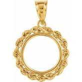 14x1 mm Tab Back Rope Coin Frame Pendant 