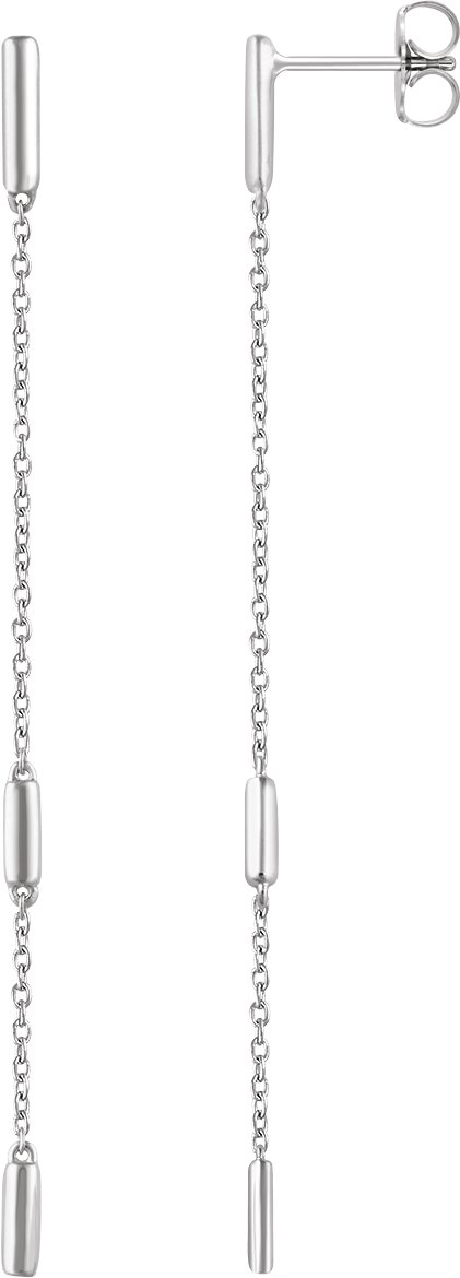 14K White Bar Chain Earrings Ref. 12668574