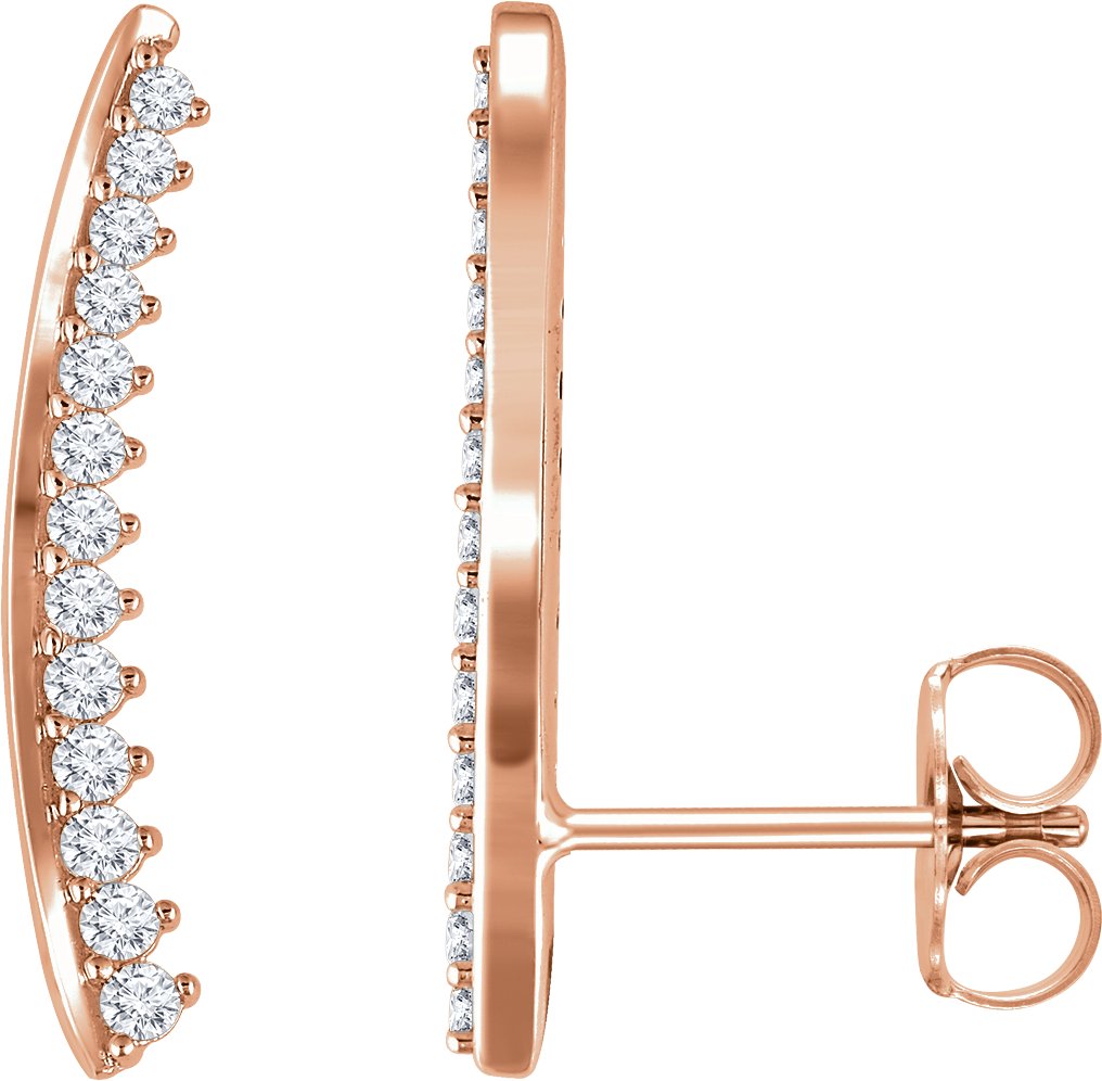 14K Rose 1/3 CTW Diamond Ear Climbers 