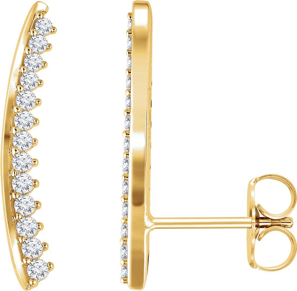 14K Yellow 1/3 CTW Natural Diamond Ear Climbers