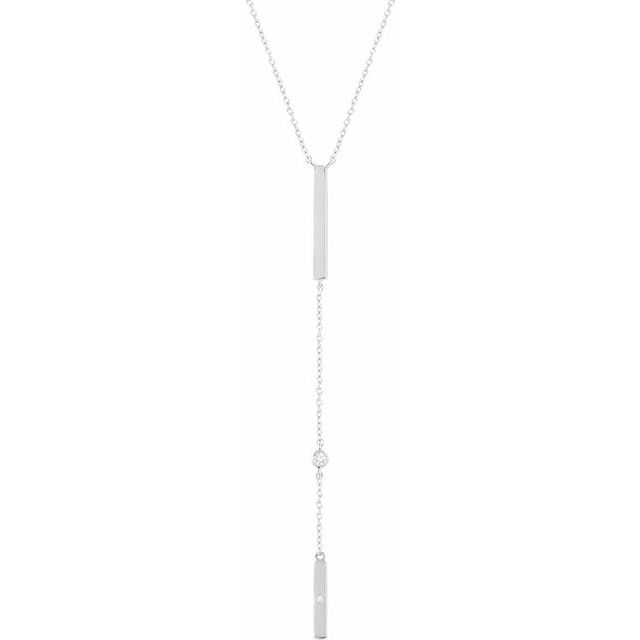 14K White .06 CTW Natural Diamond Bar 16-18" Necklace