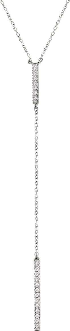 14K White  1/5 CTW Natural Diamond Bar 16-18"  Y Necklace 