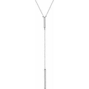 14K White  1/5 CTW Natural Diamond Bar 16-18"  Y Necklace 