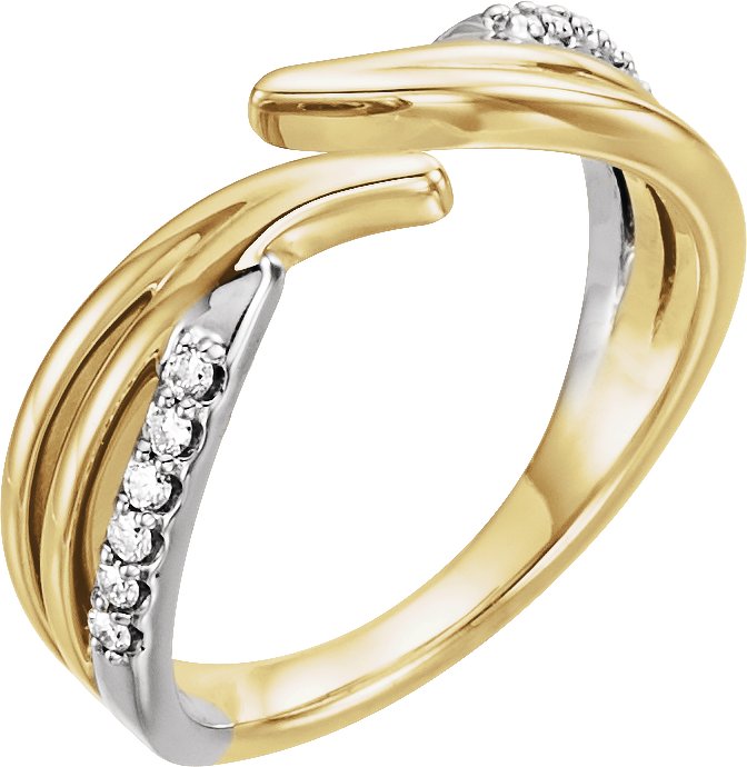 14K Yellow & White 1/8 CTW Diamond Bypass Ring