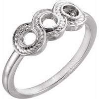 18K White 3 mm Round Three-Stone Ring Mounting   