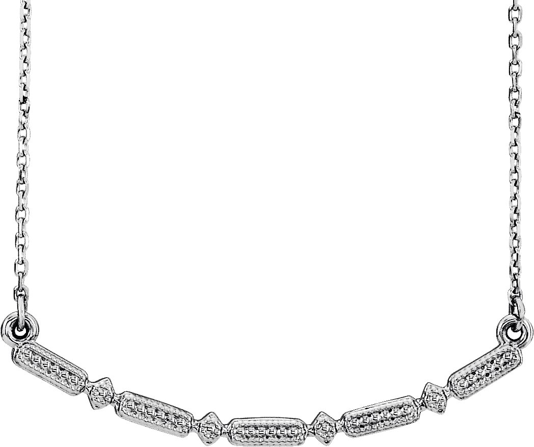 Sterling Silver Beaded Bar 16-18" Necklace