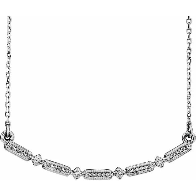 Sterling Silver Beaded Bar 16-18 Necklace
