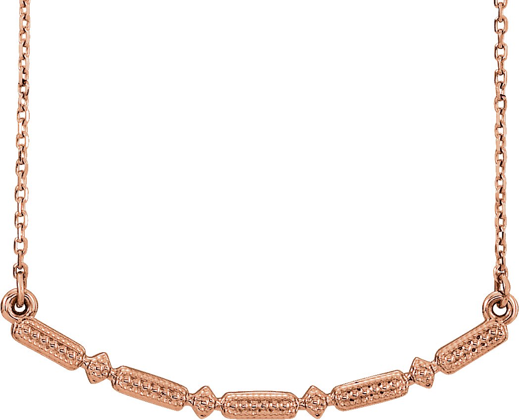 14K Rose Beaded Bar 16-18" Necklace