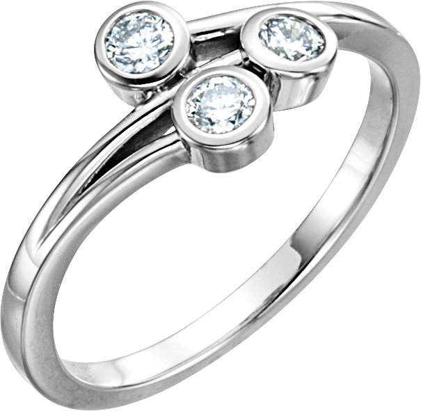 14K White 1/3 CTW Diamond Three-Stone Bezel-Set Ring