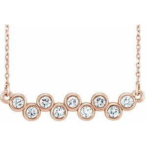 14K Rose 1/2 CTW Natural Diamond Bezel-Set Bar 16-18" Necklace