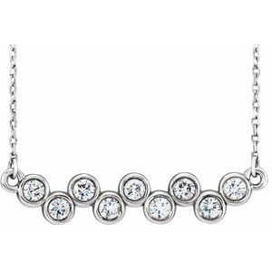 14K White 1/2 CTW Natural Diamond Bezel-Set Bar 16-18" Necklace