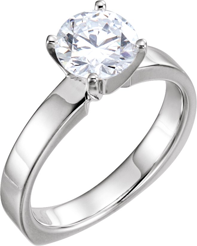 Platinum Diamond Square Shank Four Prong Solitaire .75 Carat Ref 462261