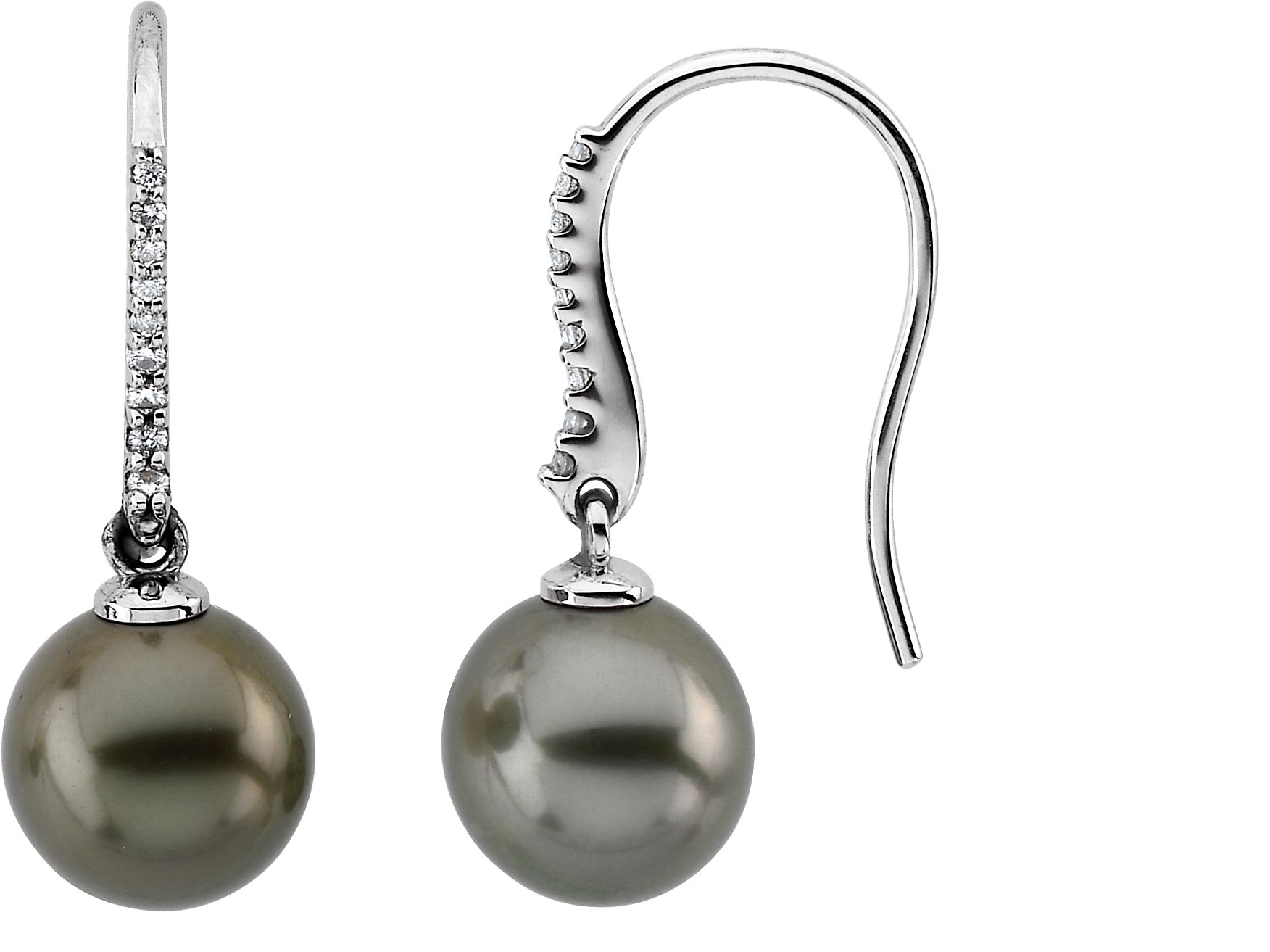 14K White Tahitian Cultured Pearls and .125 CTW Diamond Earrings Ref. 1988057
