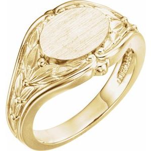 14K Yellow 10x8 mm Oval Signet Ring