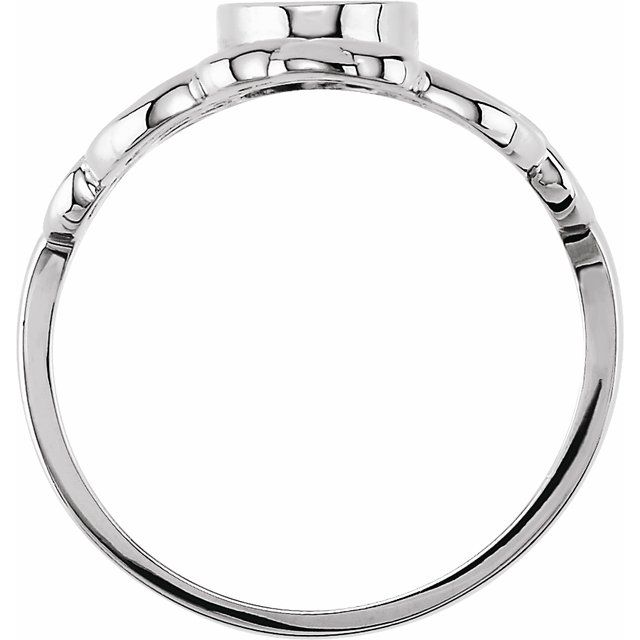14K White 11x6.5 mm Oval Signet Ring