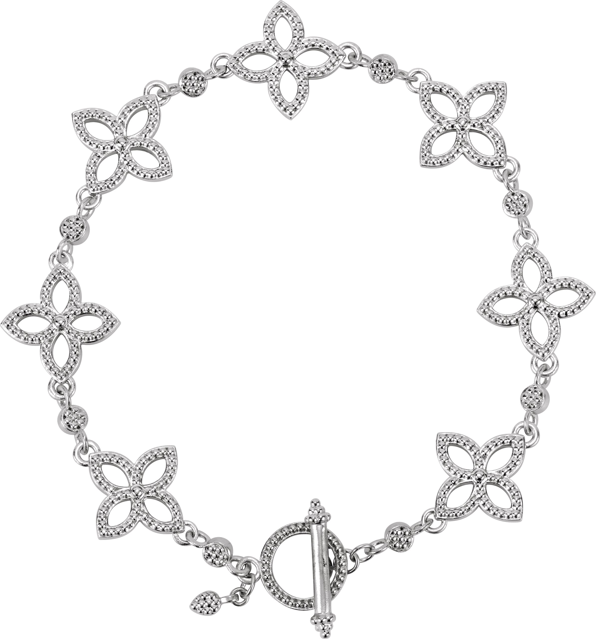 Sterling Silver Floral-Inspired 7.5" Bracelet