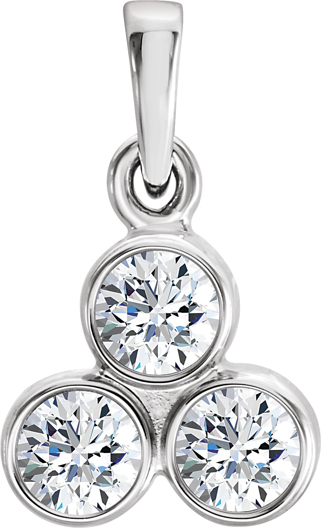 14K White 1/3 CTW Natural Diamond Three-Stone Pendant