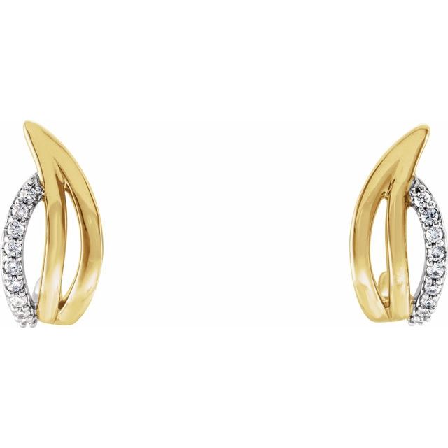 14K Yellow/White 1/10 CTW Natural Diamond Freeform J-Hoop Earrings