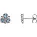 14K White Natural Aquamarine Three-Stone Earrings