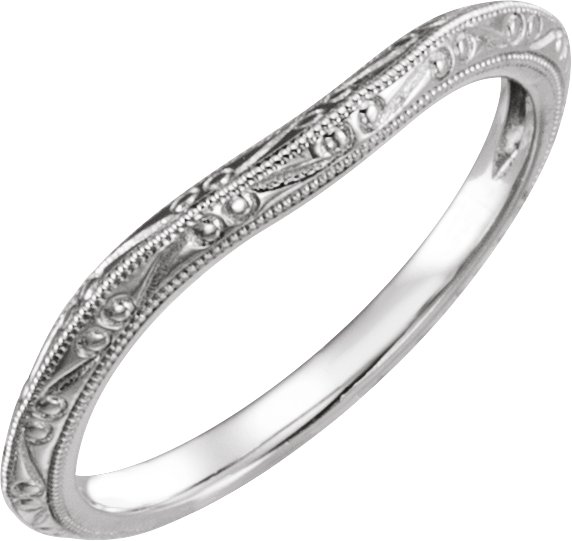 14K White Hand Engraved Matching Band