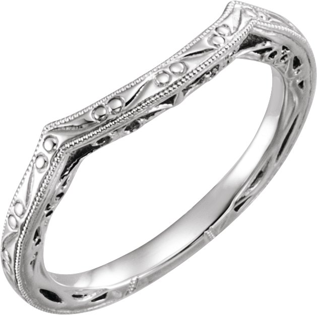14K White Vintage-Inspired Matching Band for 4.4 mm Round Ring